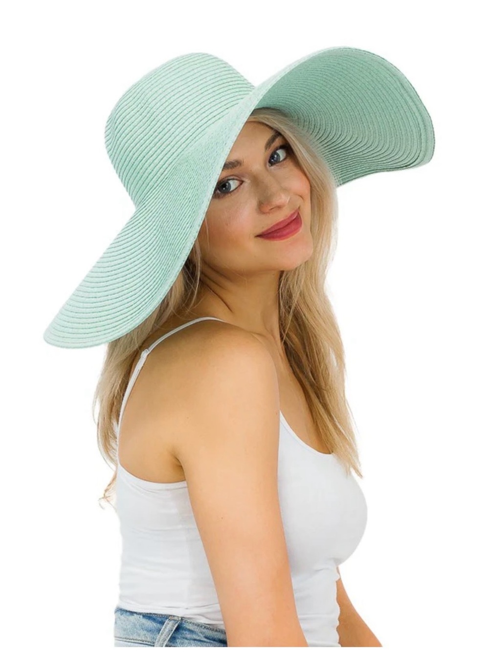 OP Mint Green Woven Sun Hat